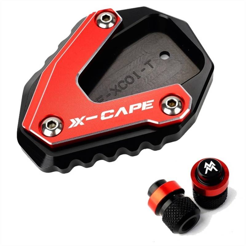 NFNVEKESD Motorrad-Seitenständerpolster Für Moto Morini Für XCape Für X-Cape 650 650X Für XCape 650 2022 2023 Motorrad Ständer Fuß Seite Stehen Enlarger Pad(Red Combo) von NFNVEKESD