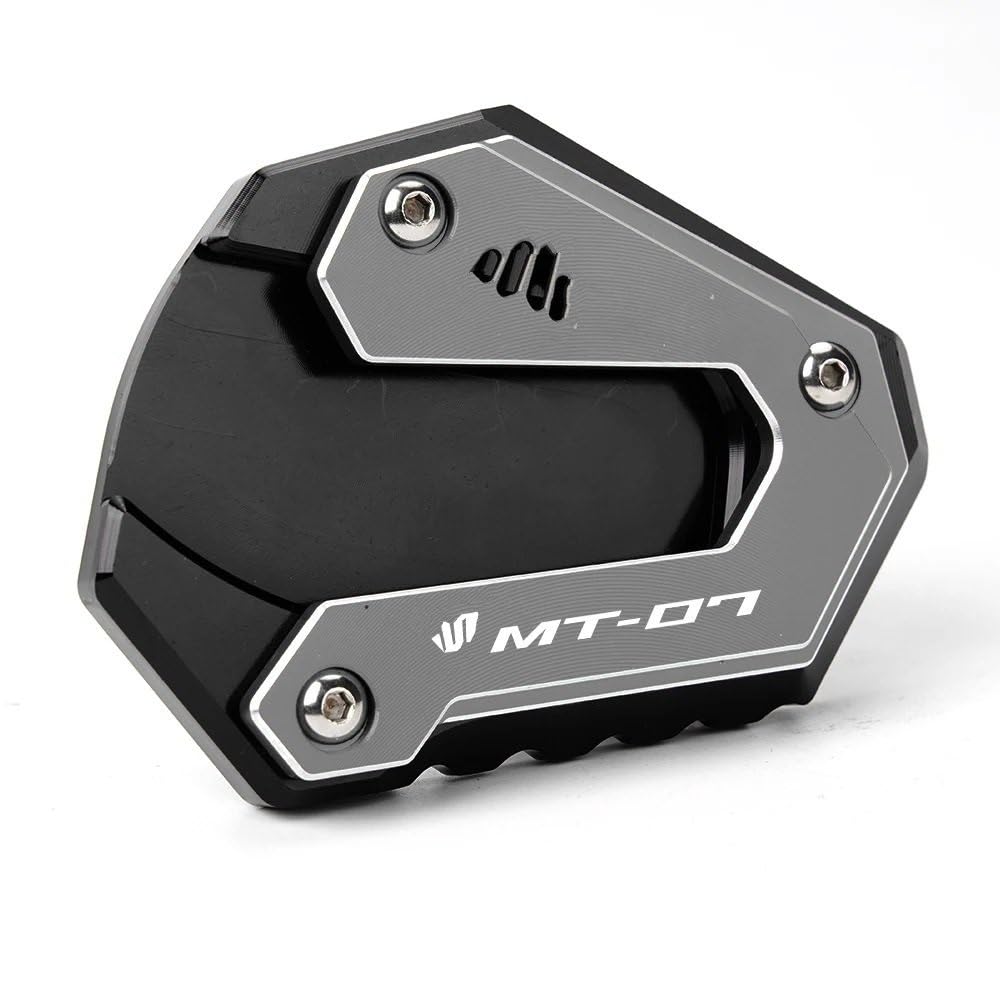 NFNVEKESD Motorrad-Seitenständerpolster Für Y&amaha Für MT07 Für MT 07 Für MT-07 Für FZ07 2014-2020 2021 2022 2023 Motorrad Kickstand Fuß Seitenständer Enlarger Pad Reifen Ventilkappen(Grey-2) von NFNVEKESD