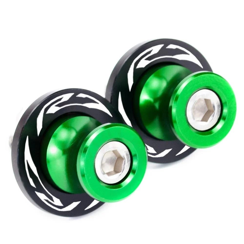 NFNVEKESD Spulenschieber Bunte 2 Stücke Aluminium 6mm Motorrad Schwinge Spulen Für Y&amaha Für YZFR7 Für YZF R7 2022 Hinten Stehen Schwinge Spulen(Green) von NFNVEKESD