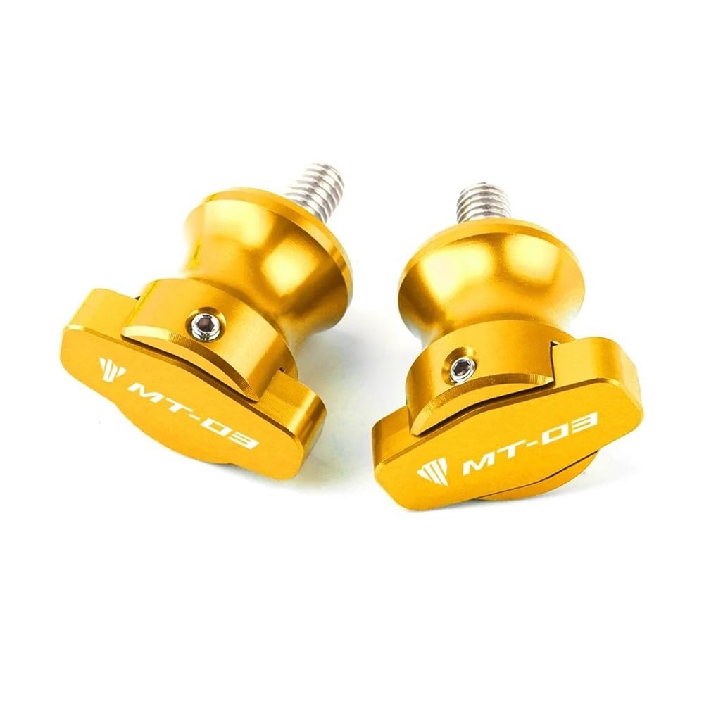 NFNVEKESD Spulenschieber Für Y&amaha Für MT03 Für MT-03 Für Mt03 2005-2020 M6 Motorrad CNC Aluminium Schwinge Spulen Sliders Hinten Stehen Schrauben(Gold) von NFNVEKESD