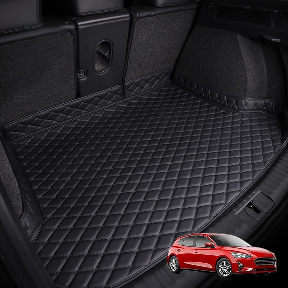 Auto Kofferraummatten Leder, für Audi A3 hatchback 2013-2018 Auto Kofferraumwanne Kofferraummatte, Kofferraummatte Laderaummatte Schutzmatte.,E-Black von NGANOH