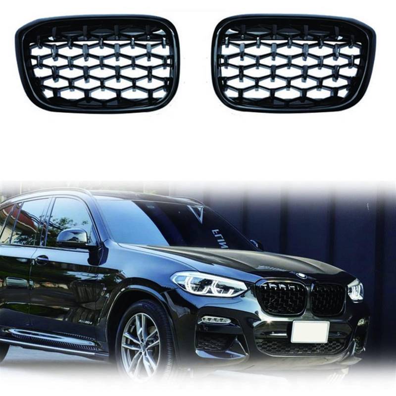 NGANOH Auto Kühlergrill Für BMW X3 G01 G08 X4 G02 2018-2021, Frontstoßstange Haube Kühlergrill Grill, Autoteile Performance Grill,B Black von NGANOH