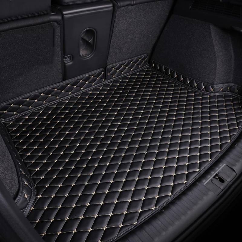 NGANOH Auto Leder Kofferraummatte für Audi Q7 4L (5-seat) 2005–2015, Wasserdicht Antirutsch Kofferraumwanne Schutzmatte, Flacher Stil Kofferraummatte,B Black Beige von NGANOH