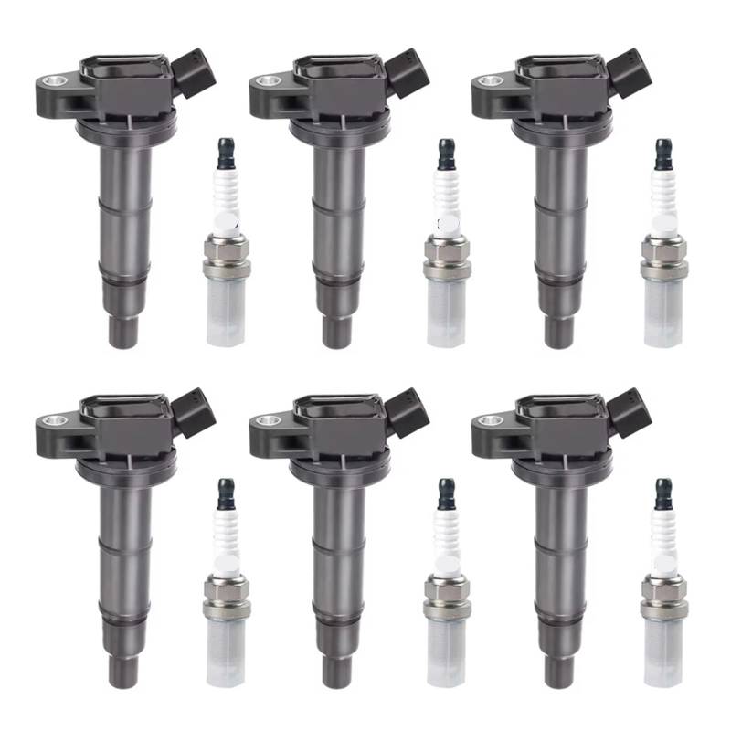 4/6Pcs Zündspule Mit Zündkerze Kompatibel for Toyota Camry Corolla Highlander Matrix 2,4 L Avensis RAV4 2,0 ​​L Lexus 90919-02244 IK20TT(Coil Spark Plug 6Pcs) von NGFDSSBB