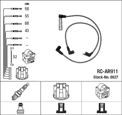 Ngk Zündleitungssatz [Hersteller-Nr. 8627] für Alfa Romeo von NGK