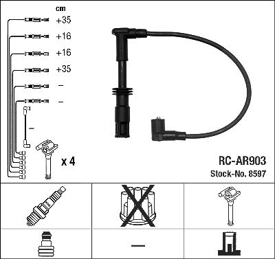 Ngk Zündleitungssatz [Hersteller-Nr. 8597] für Alfa Romeo von NGK