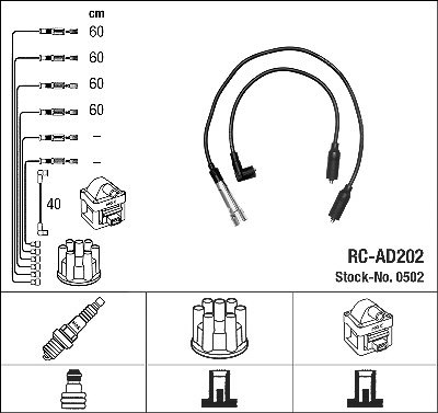Ngk Zündleitungssatz [Hersteller-Nr. 0502] für Audi von NGK