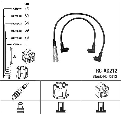 Ngk Zündleitungssatz [Hersteller-Nr. 0512] für Audi, VW von NGK