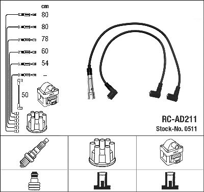 Ngk Zündleitungssatz [Hersteller-Nr. 0511] für Audi von NGK
