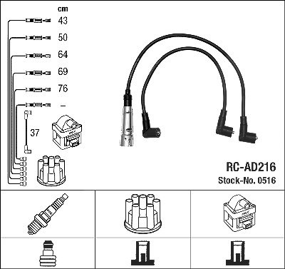 Ngk Zündleitungssatz [Hersteller-Nr. 0516] für Audi, VW von NGK