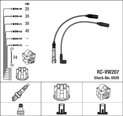 Ngk Zündleitungssatz [Hersteller-Nr. 0938] für Audi von NGK