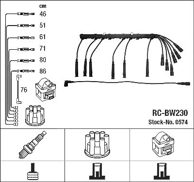 Ngk Zündleitungssatz [Hersteller-Nr. 0574] für BMW von NGK