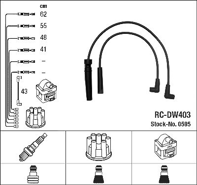 Ngk Zündleitungssatz [Hersteller-Nr. 0595] für Daewoo von NGK