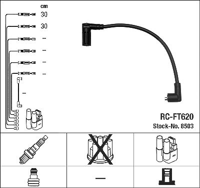 Ngk Zündleitungssatz [Hersteller-Nr. 8503] für Fiat von NGK