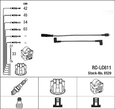 Ngk Zündleitungssatz [Hersteller-Nr. 8529] für Fiat, Lancia von NGK