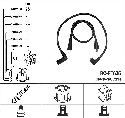 Ngk Zündleitungssatz [Hersteller-Nr. 7244] für Fiat von NGK