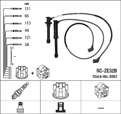 Ngk Zündleitungssatz [Hersteller-Nr. 8863] für Ford Usa, Mazda von NGK