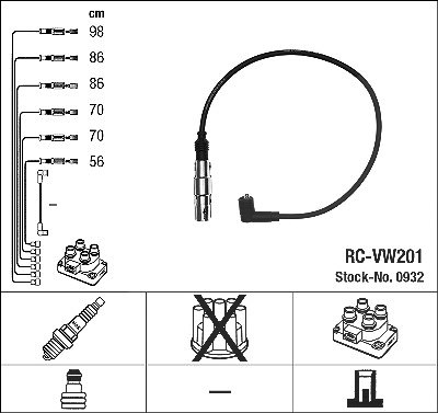 Ngk Zündleitungssatz [Hersteller-Nr. 0932] für Ford, VW von NGK