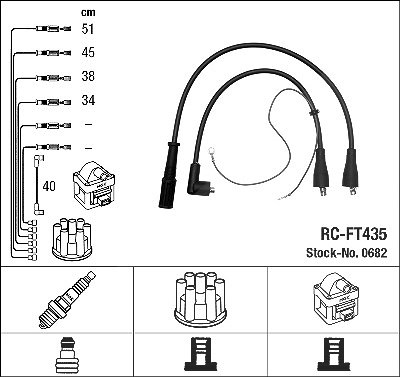 Ngk Zündleitungssatz [Hersteller-Nr. 0682] für Fiat von NGK