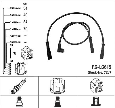 Ngk Zündleitungssatz [Hersteller-Nr. 7207] für Autobianchi, Lancia von NGK