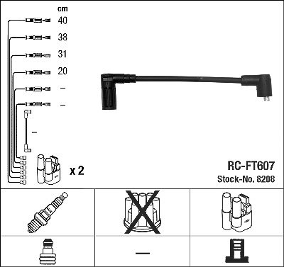 Ngk Zündleitungssatz [Hersteller-Nr. 8208] für Fiat von NGK