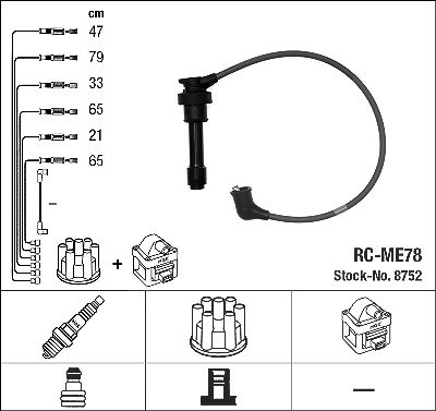 Ngk Zündleitungssatz [Hersteller-Nr. 8752] für Mitsubishi von NGK