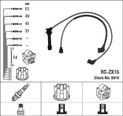 Ngk Zündleitungssatz [Hersteller-Nr. 9916] für Kia, Mazda von NGK