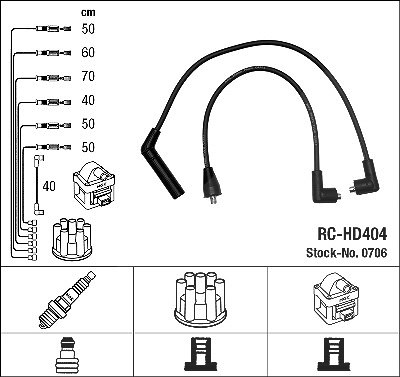 Ngk Zündleitungssatz [Hersteller-Nr. 0706] für Hyundai, Mitsubishi von NGK