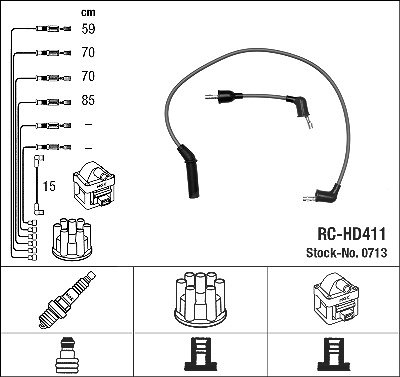 Ngk Zündleitungssatz [Hersteller-Nr. 0713] für Hyundai von NGK