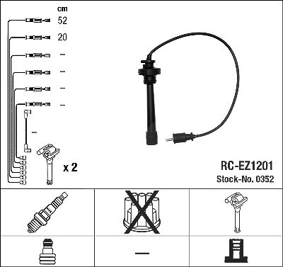 Ngk Zündleitungssatz [Hersteller-Nr. 0352] für Mazda von NGK