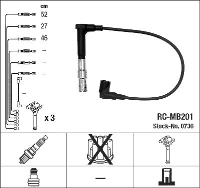 Ngk Zündleitungssatz [Hersteller-Nr. 0736] für Mercedes-Benz von NGK