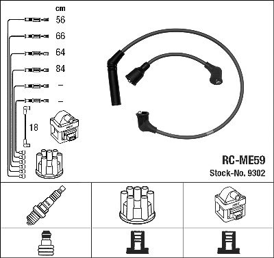 Ngk Zündleitungssatz [Hersteller-Nr. 9302] für Mazda, Mitsubishi von NGK