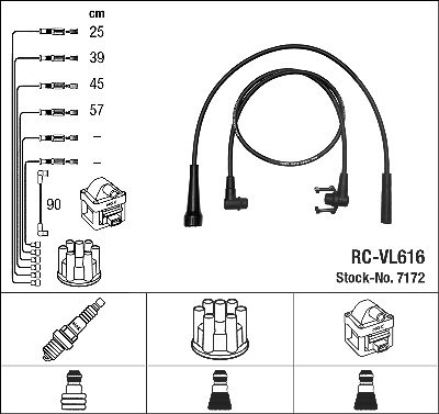 Ngk Zündleitungssatz [Hersteller-Nr. 7172] für Renault, Volvo von NGK