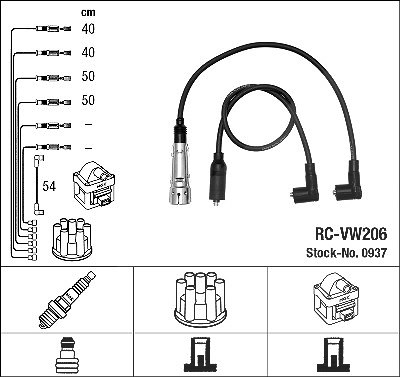 Ngk Zündleitungssatz [Hersteller-Nr. 0937] für Seat von NGK