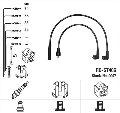 Ngk Zündleitungssatz [Hersteller-Nr. 0907] für Seat von NGK