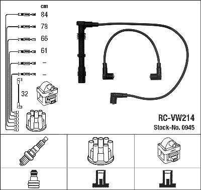 Ngk Zündleitungssatz [Hersteller-Nr. 0945] für Seat, VW von NGK