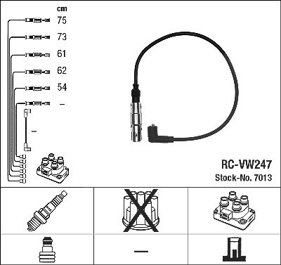 Ngk Zündleitungssatz [Hersteller-Nr. 7013] für Seat, VW von NGK