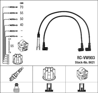 Ngk Zündleitungssatz [Hersteller-Nr. 8621] für Skoda, VW von NGK