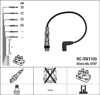 Ngk Zündleitungssatz [Hersteller-Nr. 6797] für Seat, VW von NGK