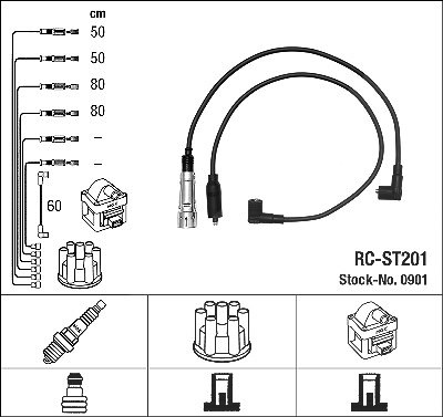 Ngk Zündleitungssatz [Hersteller-Nr. 0901] für VW von NGK