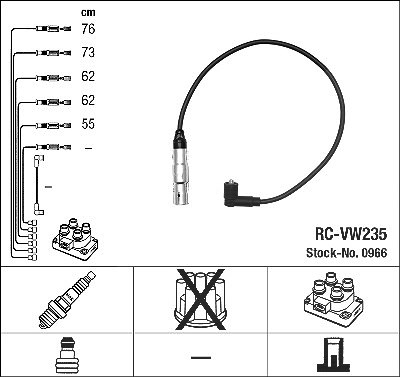 Ngk Zündleitungssatz [Hersteller-Nr. 0966] für VW von NGK