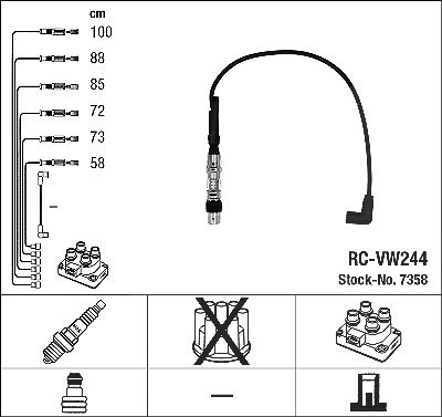 Ngk Zündleitungssatz [Hersteller-Nr. 7358] für VW, Seat von NGK