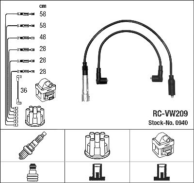 Ngk Zündleitungssatz [Hersteller-Nr. 0940] für VW von NGK