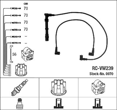 Ngk Zündleitungssatz [Hersteller-Nr. 0970] für VW von NGK