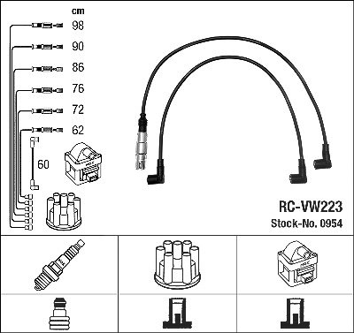 Ngk Zündleitungssatz [Hersteller-Nr. 0954] für VW von NGK