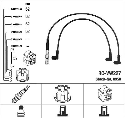 Ngk Zündleitungssatz [Hersteller-Nr. 0958] für VW von NGK