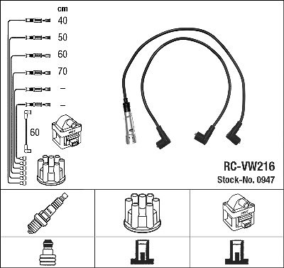 Ngk Zündleitungssatz [Hersteller-Nr. 0947] für VW von NGK