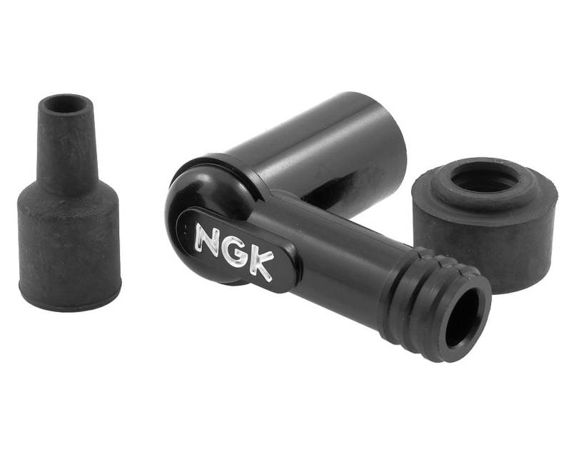 ZÜNDKERZENSTECKER NGK LB01F - 708.53.01 - LB01F - NGK Zündkerzenstecker - Für 14 mm Kerzen, Phenolharz, 90 Grad, Farbe schwarz, 1 Kilo Ohm entstört. Mit spezieller wasserdichter Silikonabdichtung