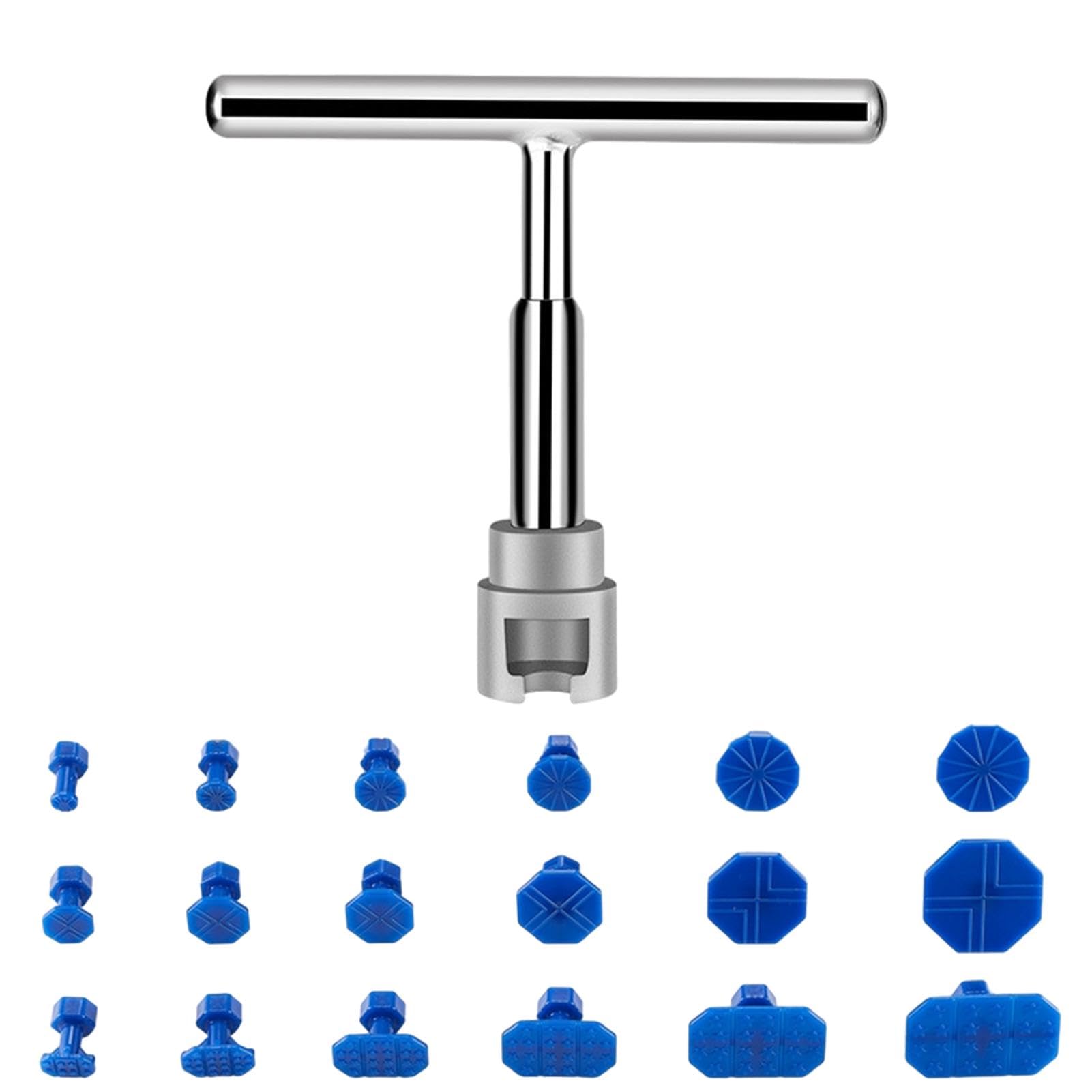 19-teiliges Dellenzieher-Set für Autos, universeller Dellenzieher mit T-Stange und 18 Dellenziehlaschen für Autos, Dellenreparatur-Set zur Schadensbeseitigung, Werkzeug zur Karosseriereparatur von NHBETYS