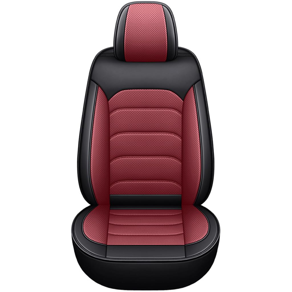 NHBGTARF Car Seat Covers Full Set für BYD Qin pro,Leather Car Seat Protector Waterproof Breathable Side Airbag Compatible Accessories,A-Black Red von NHBGTARF